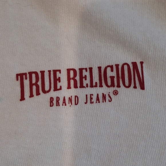 True Religion Women's White Short Sleeve V-Neck Tee Size L - Picture 5 of 6